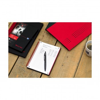 Kołozeszyt Oxford Black N' Red A5, 70k, krata