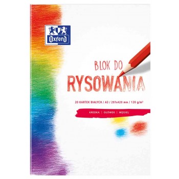 Blok rysunkowy Oxford A3, 120g, 20k, biały