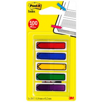 Zakładki indeksujące Post-It PP, 11,9x43,2mm, strzałka, 5x20 kart., mix kolorów