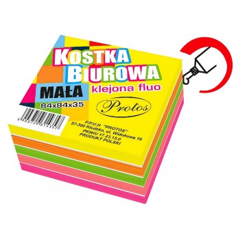 Kostka papierowa Protos 85x85x35mm, fluo, klejona