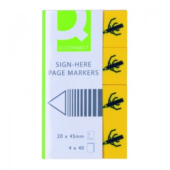 Zakładki indeksujące Q-Connect Sign-here, PP, 20x45mm, 4x40 karteczek