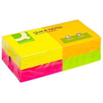 Notes samoprzylepny Q-connect 76x76mm, 4x3x80 kart., neon, mix kolorów