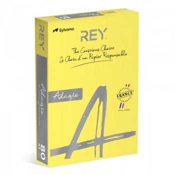 Papier kolorowy Rey Adagio A4, 80g, intensywny żółty