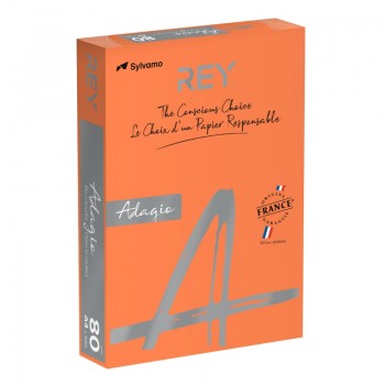 Papier kolorowy Rey Adagio A4, 80g, intensywny pomarańczowy
