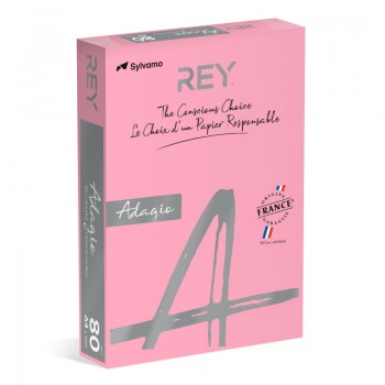 Papier kolorowy Rey Adagio A4, 80g, różowy
