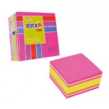 Notes samoprzylepny kostka Stick'n różowy mix neon i pastel 76x76 mm