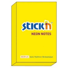 Notes samoprzylepny Stick'n 76x51mm żółty neonowy