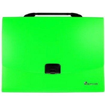 Teczka z przegródkami Titanum Fluo A4 zielona