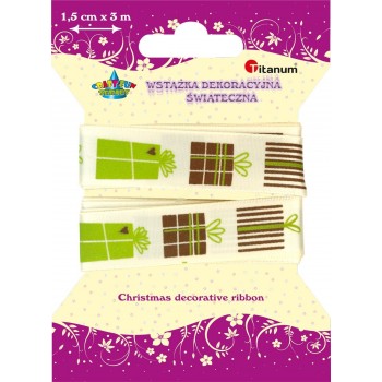 Wstążka dekoracyjna Xmas prezenty 1,5cm x 3m