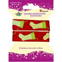 Wstążka dekoracyjna Xmas skarpety 1,5cm x 3m