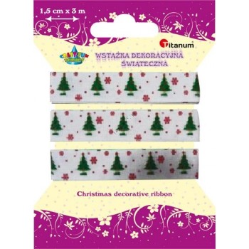 Wstążka dekoracyjna Xmas choinki 1,5cm x 3m